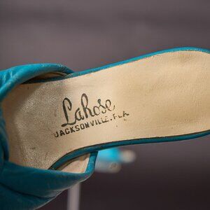 1950s Aqua Knotted Kitten Heels Shoes